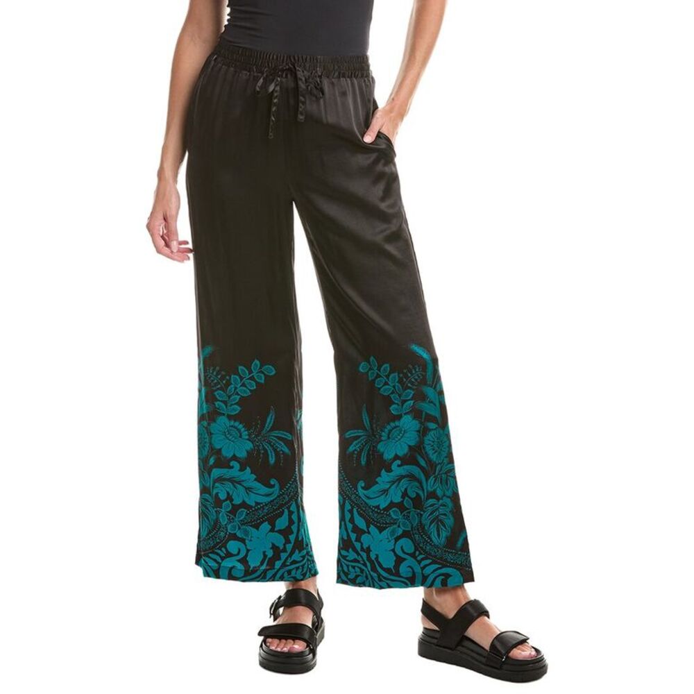 Johnny Was Womens  Yasmin Silk-Blend Pant, Black